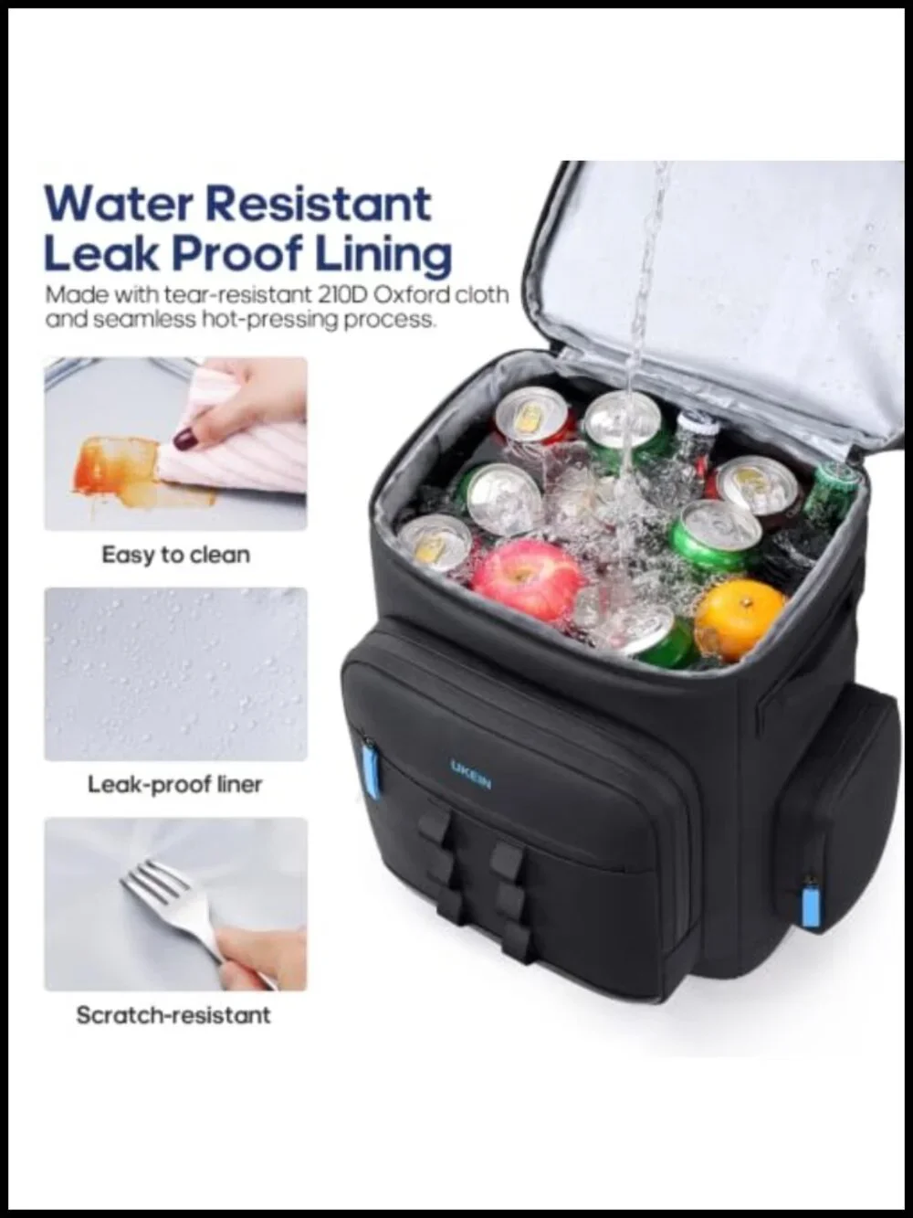 Insulated Leakproof Cooler Backpack 50 Can Double Deck Camping Hiking Picnic